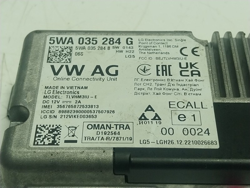 Recambio de modulo electronico para volkswagen touran (5t1) 2.0 tdi referencia OEM IAM  5WA035284G 