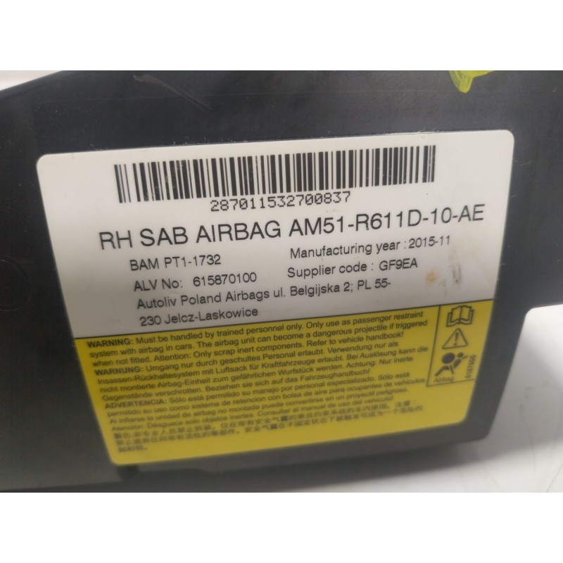 Recambio de airbag lateral delantero derecho para ford focus iii 1.0 ecoboost referencia OEM IAM  AM51R611D10AE 