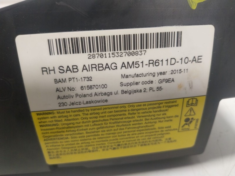 Recambio de airbag lateral delantero derecho para ford focus iii 1.0 ecoboost referencia OEM IAM  AM51R611D10AE 
