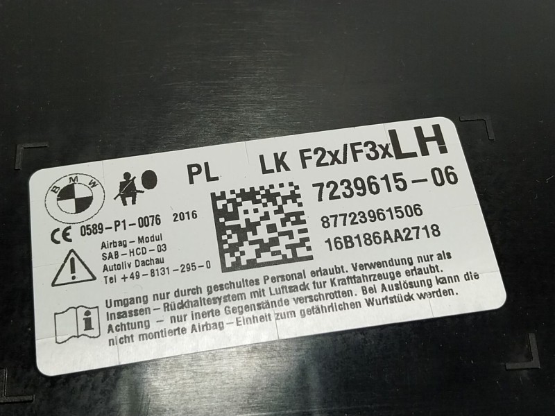 Recambio de airbag lateral delantero izquierdo para bmw 1 (f20) 116 d referencia OEM IAM  723961506 