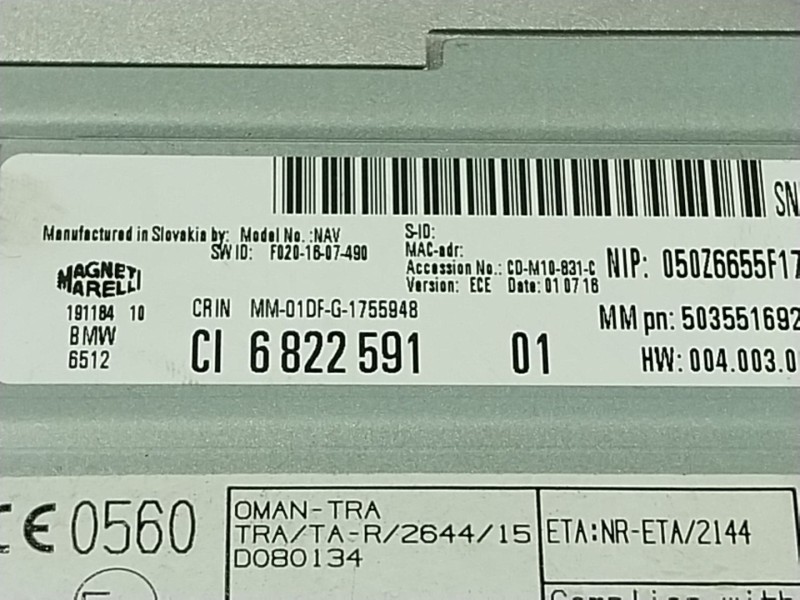 Recambio de sistema audio / radio cd para bmw 1 (f20) 116 d referencia OEM IAM  6822591 