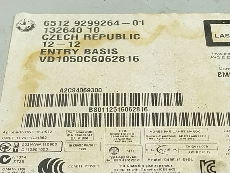 Recambio de sistema audio / radio cd para bmw 1 (f20) 116 d referencia OEM IAM  929926401 