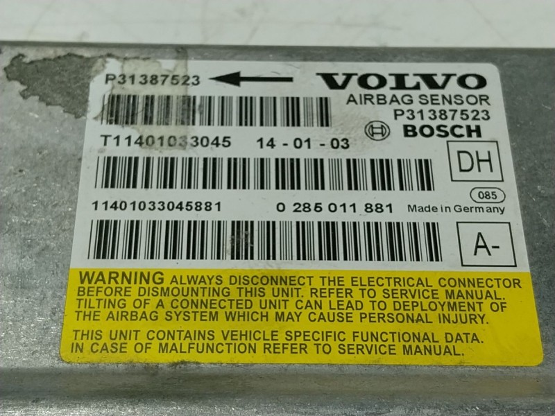 Recambio de centralita airbag para volvo v60 i (155) d3 referencia OEM IAM  31387523 