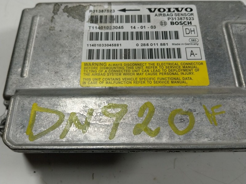 Recambio de centralita airbag para volvo v60 i (155) d3 referencia OEM IAM  31387523 