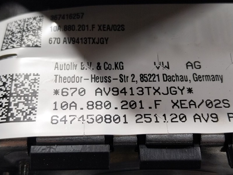 Recambio de airbag delantero izquierdo para volkswagen id.3 (e11, e12) pro referencia OEM IAM  10A880201F 