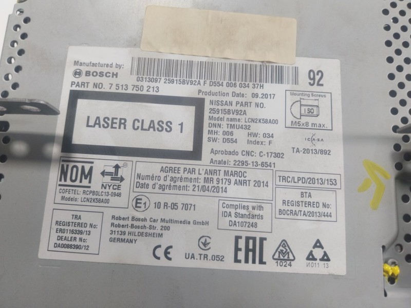 Recambio de sistema navegacion gps para nissan juke (f15) 1.2 dig-t referencia OEM IAM 25915BV92A 7513750213 