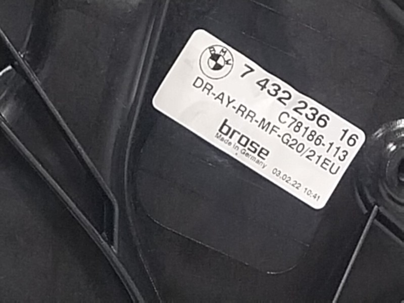 Recambio de elevalunas trasero derecho para bmw 3 (g20, g80, g28) 330 d xdrive referencia OEM IAM  743223616 