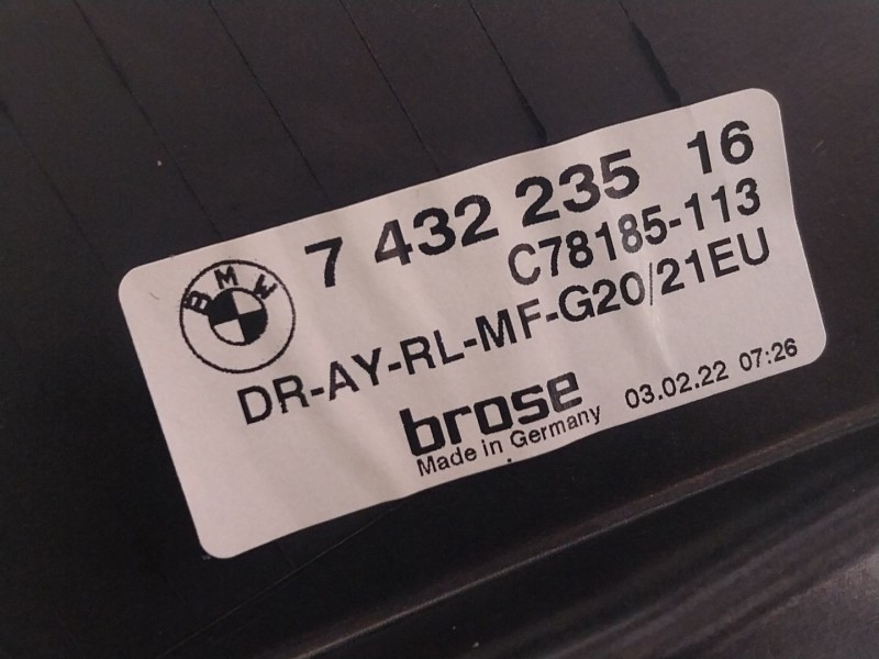 Recambio de elevalunas trasero izquierdo para bmw 3 (g20, g80, g28) 330 d xdrive referencia OEM IAM  743223516 
