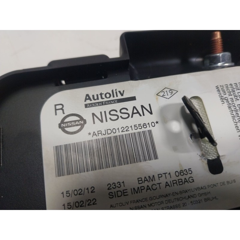 Recambio de airbag lateral delantero derecho para nissan qashqai / qashqai +2 i (j10, nj10, jj10e) 1.6 referencia OEM IAM  ARJD0