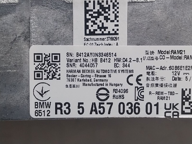 Recambio de modulo electronico para bmw 8 coupé (g15, f92) 840 i xdrive referencia OEM IAM  R35A5703601 