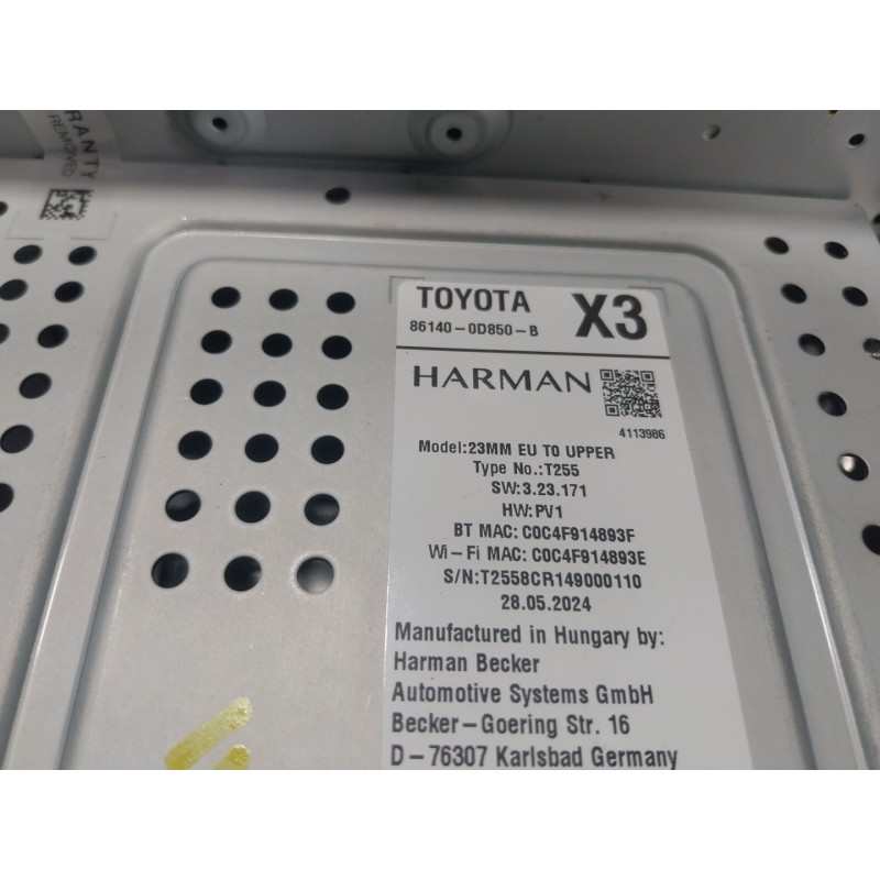 Recambio de sistema navegacion gps para toyota yaris (_p21_, _pa1_, _ph1_) 1.5 (mxpa11) referencia OEM IAM 861400D850 861400D850