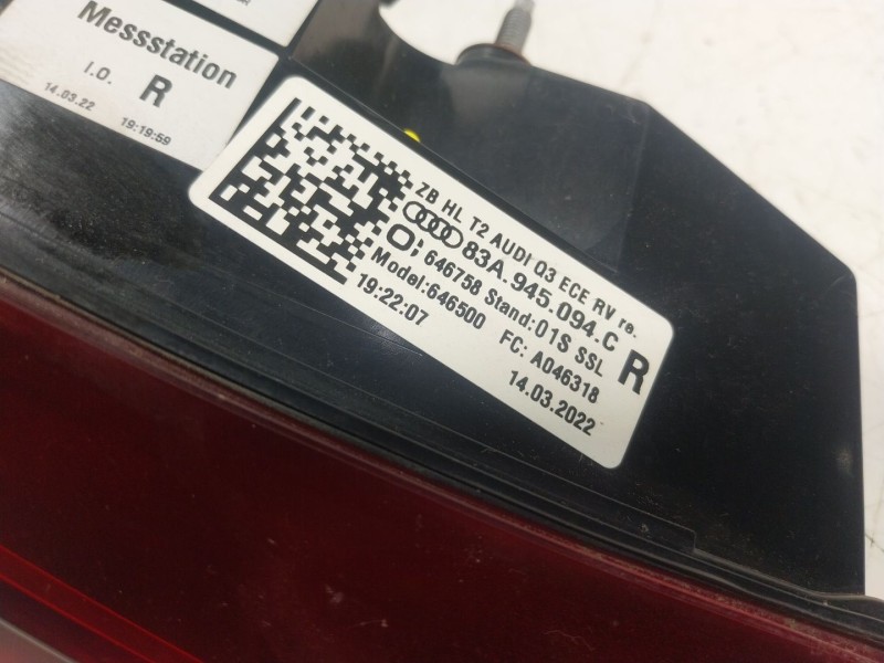 Recambio de piloto trasero derecho interior para audi q3 (f3b) 35 tdi referencia OEM IAM 83A945094C 83A945094C 
