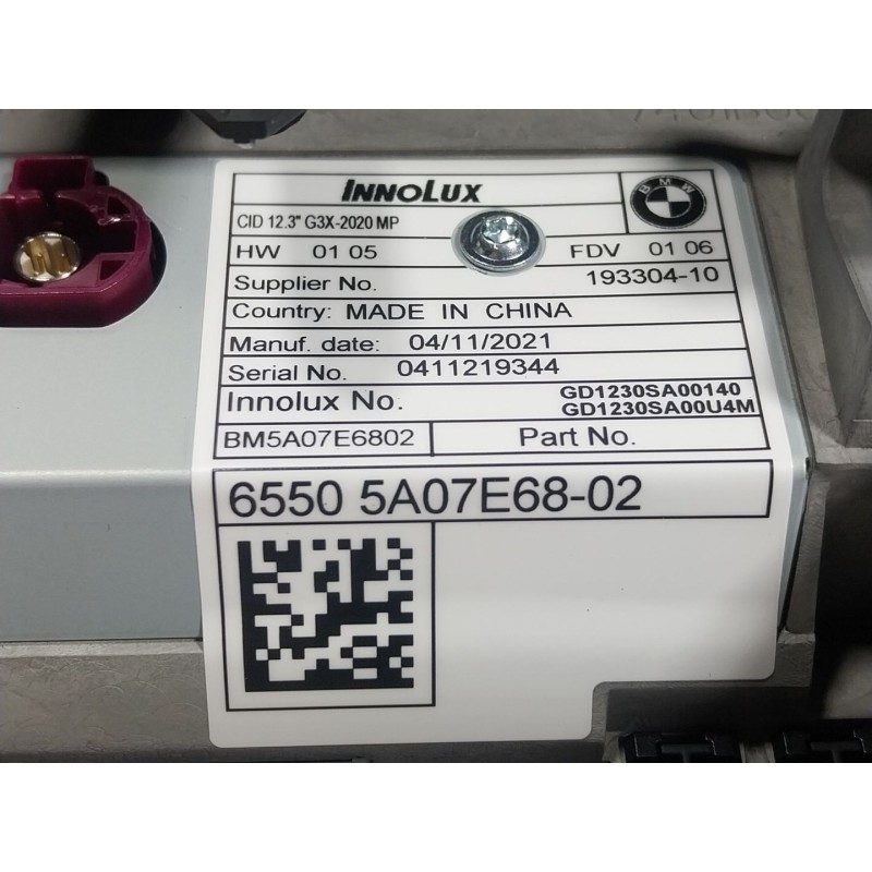 Recambio de pantalla multifuncion para bmw 5 (g30, f90) 530 i xdrive referencia OEM IAM 65505A477D2 65505A07E6802 