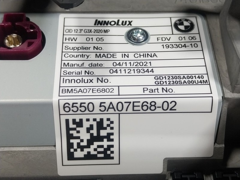 Recambio de pantalla multifuncion para bmw 5 (g30, f90) 530 i xdrive referencia OEM IAM 65505A477D2 65505A07E6802 