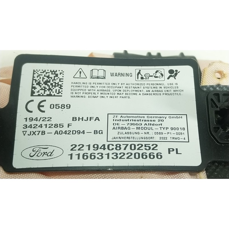 Recambio de airbag cortina delantero derecho para ford focus iv (hn) 1.0 ecoboost referencia OEM IAM 2474204 JX7BA042D94BG 