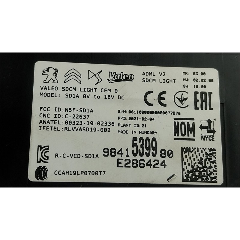 Recambio de modulo electronico para peugeot 208 ii (ub_, up_, uw_, uj_) e-208 referencia OEM IAM 1681358880 9841539980 