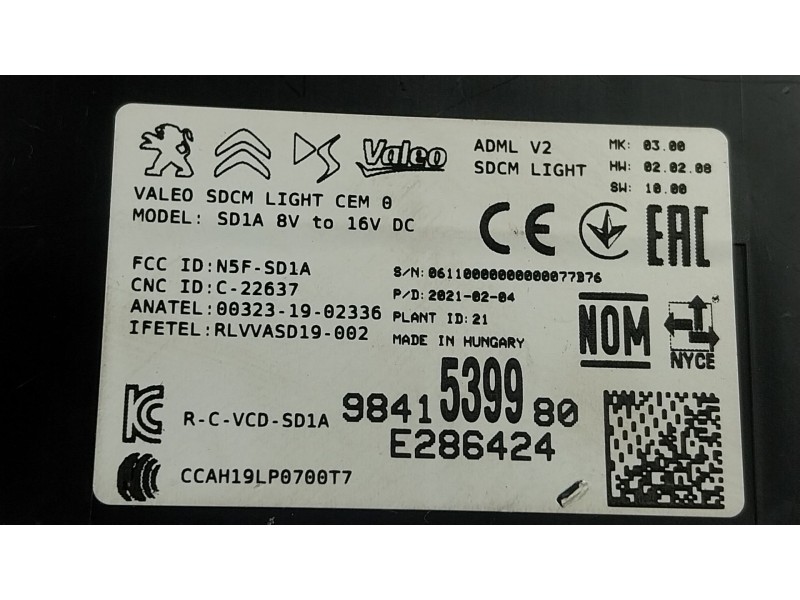 Recambio de modulo electronico para peugeot 208 ii (ub_, up_, uw_, uj_) e-208 referencia OEM IAM 1681358880 9841539980 