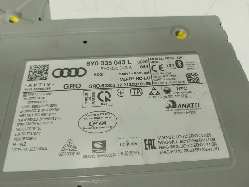 Recambio de sistema navegacion gps para audi a3 sportback (8ya, 8yf) 35 tfsi referencia OEM IAM 8Y0035043L 8Y0035043L 