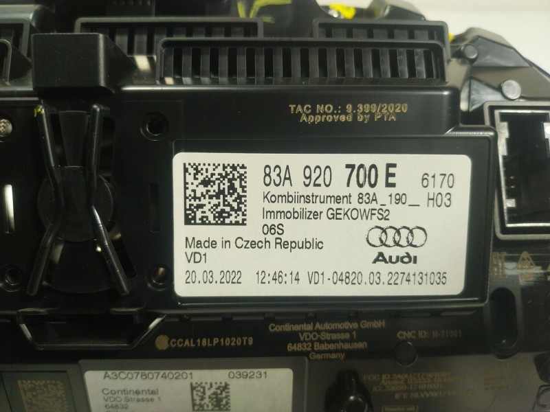 Recambio de cuadro instrumentos para audi q3 (f3b) 35 tdi referencia OEM IAM 83A920700E 83A920700E 