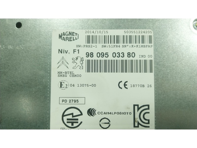 Recambio de sistema audio / radio cd para peugeot 2008 i (cu_) 1.6 hdi referencia OEM IAM  9809503380 