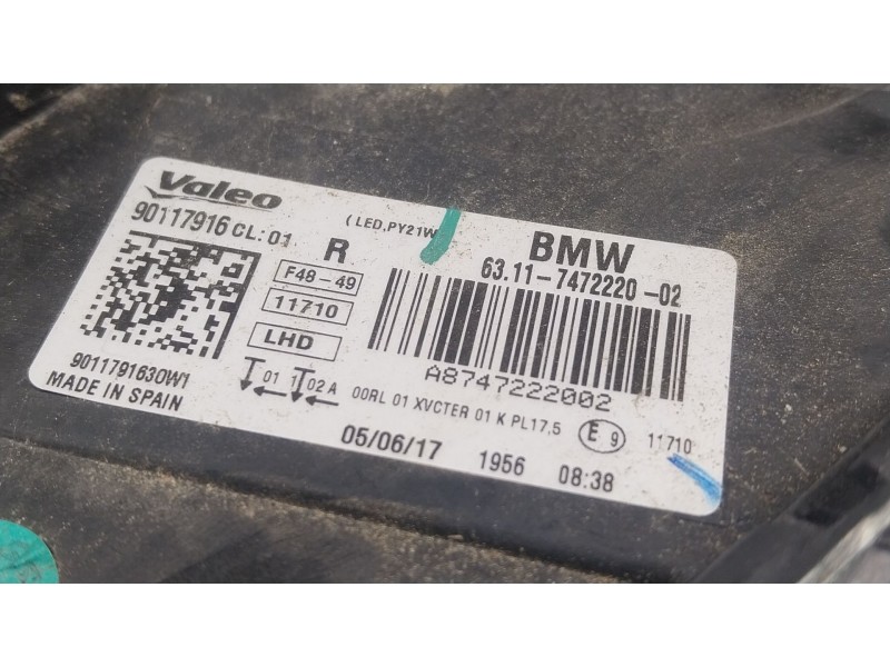 Recambio de faro derecho para bmw x1 (f48) xdrive 18 d referencia OEM IAM  6311747222002 
