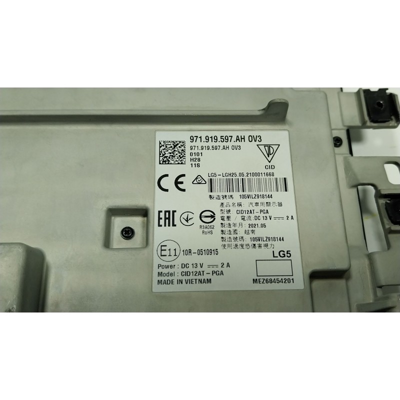 Recambio de pantalla multifuncion para porsche panamera (971) 4.0 turbo s (97bfr1) referencia OEM IAM 971919597AHOV3 971919597AH