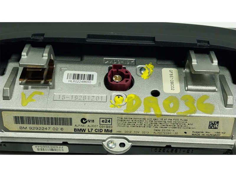 Recambio de pantalla multifuncion para bmw 3 (f30, f80) 320 d referencia OEM IAM  9292247026 