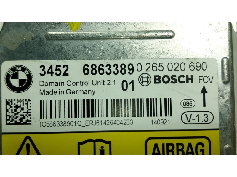 Recambio de centralita airbag para bmw 3 (f30, f80) 320 d referencia OEM IAM  3452686338901 