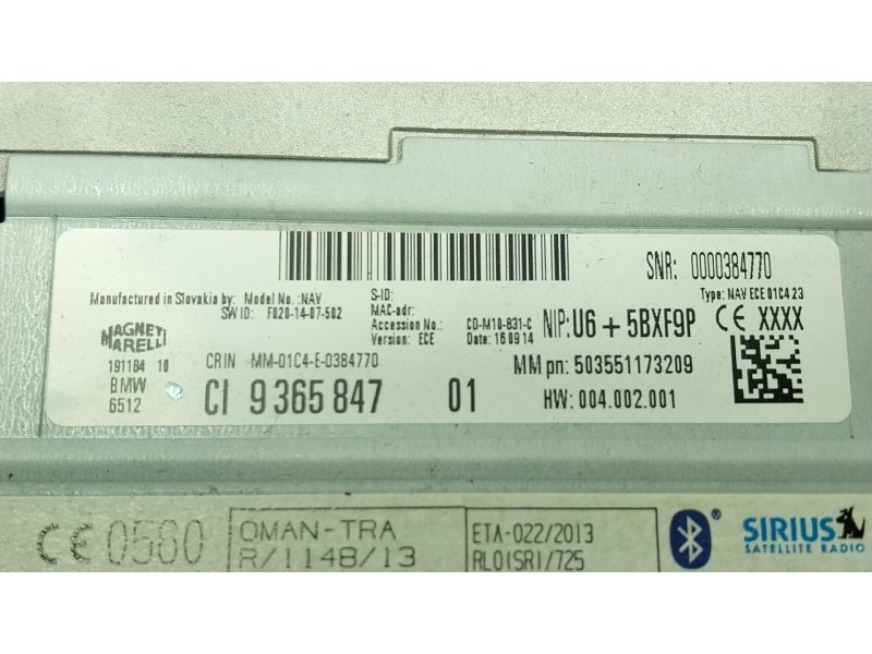 Recambio de sistema audio / radio cd para bmw 3 (f30, f80) 320 d referencia OEM IAM  CI936584701 