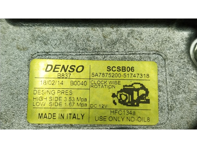 Recambio de compresor aire acondicionado para fiat 500 (312_) 1.2 (312axa1a) referencia OEM IAM  5A7875200 