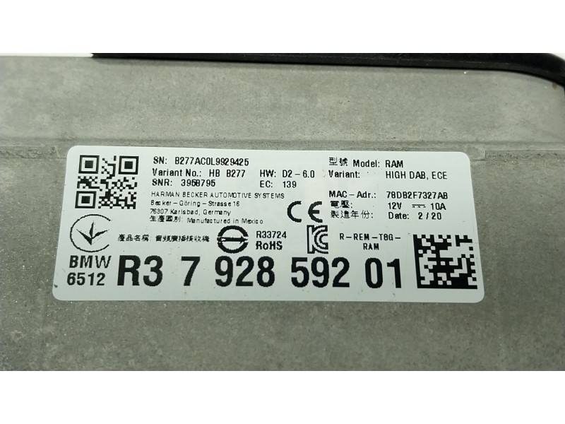 Recambio de modulo electronico para bmw x6 (g06, f96) m referencia OEM IAM  6512R3792859201 