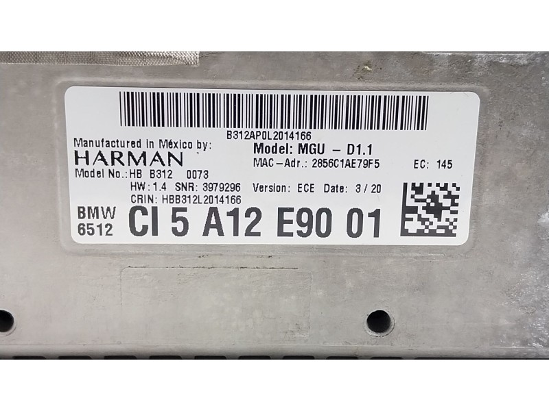 Recambio de sistema audio / radio cd para bmw x6 (g06, f96) m referencia OEM IAM  CI5A12E9001 