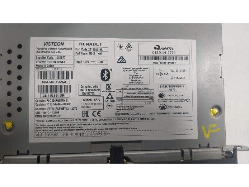 Recambio de sistema audio / radio cd para dacia dokker furgoneta/monovolumen 1.6 referencia OEM IAM 281158515R 281158515R 