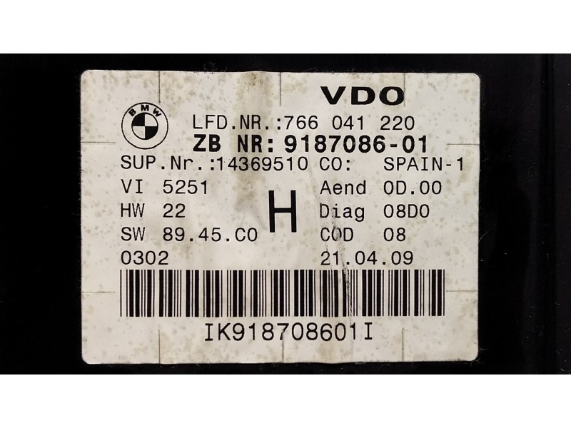 Recambio de cuadro instrumentos para bmw 3 descapotable (e93) 325 d referencia OEM IAM  918708601 