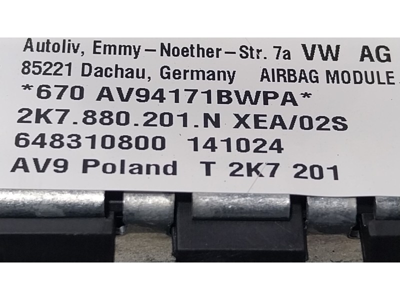 Recambio de airbag delantero izquierdo para volkswagen caddy v monospace (sbb, sbj) 2.0 tdi bmt referencia OEM IAM  2K7880201N 