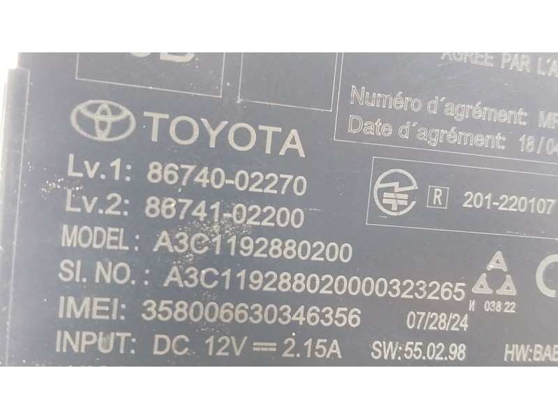 Recambio de modulo electronico para toyota c-hr (_x1_) 2.0 hybrid (maxh10) referencia OEM IAM 8674002270 8674002270 