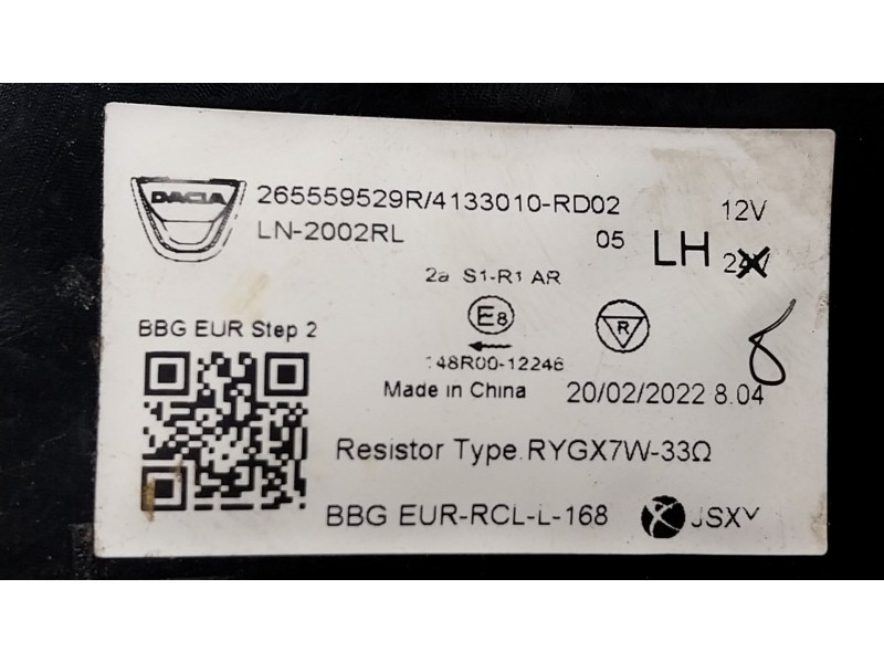 Recambio de piloto trasero izquierdo para dacia spring ev (b6m1) referencia OEM IAM  265559529R 