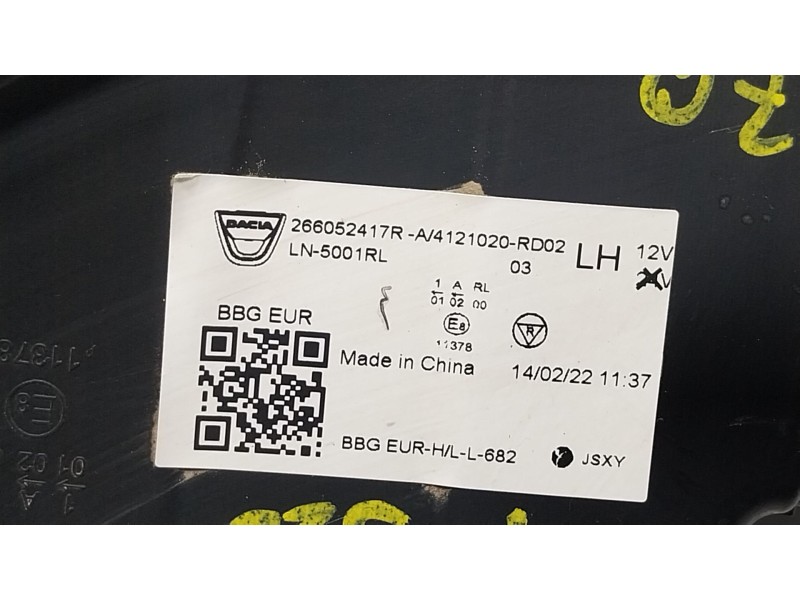 Recambio de faro izquierdo para dacia spring ev (b6m1) referencia OEM IAM  266052417R 