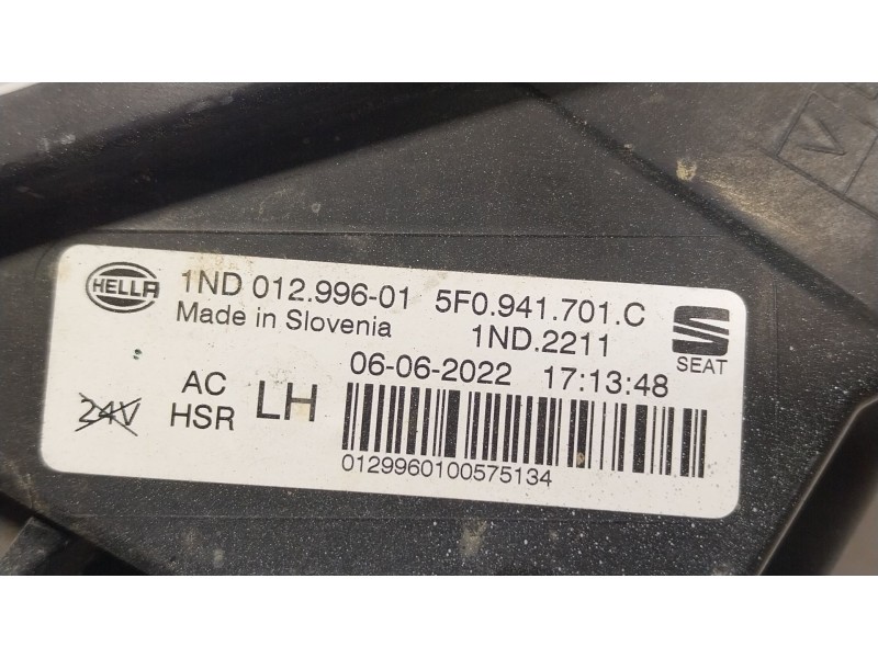 Recambio de faro antiniebla izquierdo para seat leon sportstourer (kl8, kld) 1.0 tsi referencia OEM IAM  5F0941701C 