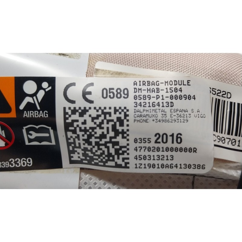 Recambio de airbag cortina delantero derecho para opel crossland x / crossland (p17, p2qo) 1.2 (75) referencia OEM IAM 3647448 3