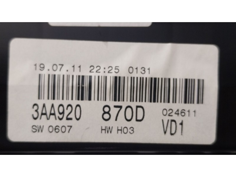 Recambio de cuadro instrumentos para volkswagen passat b7 (362) 2.0 tdi referencia OEM IAM  3AA920870D 
