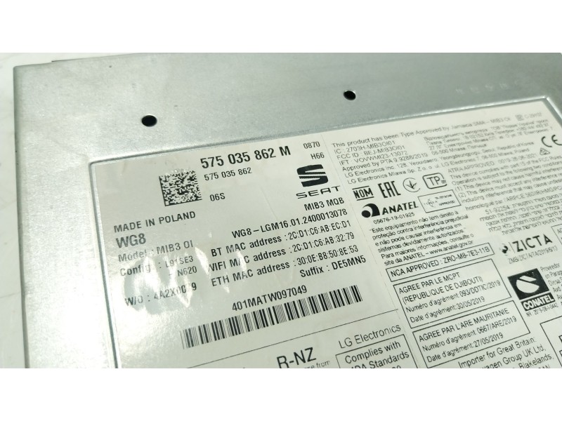 Recambio de sistema audio / radio cd para seat tarraco (kn2) 2.0 tdi referencia OEM IAM  575035862M 