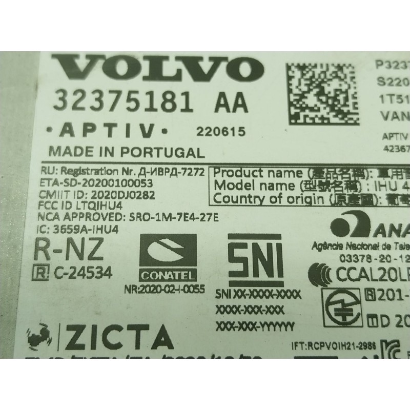 Recambio de sistema audio / radio cd para volvo xc60 ii (246) b4 mild-hybrid awd referencia OEM IAM 36010929 32375181AA 