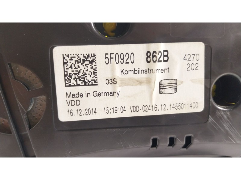 Recambio de cuadro instrumentos para seat leon (5f1) 1.2 tsi referencia OEM IAM 5F0920862B 5F0920862B 