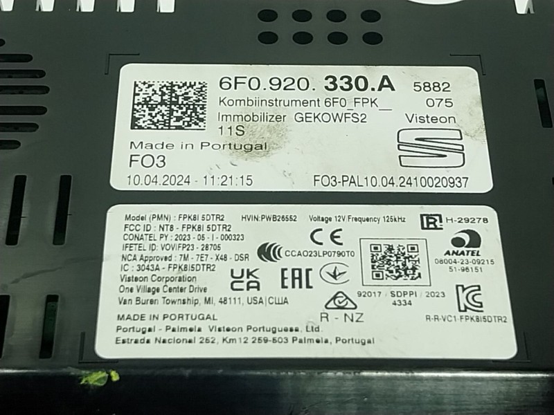 Recambio de cuadro instrumentos para seat arona (kj7, kjp) 1.0 tsi referencia OEM IAM 6F0920330A 6F0920330A 