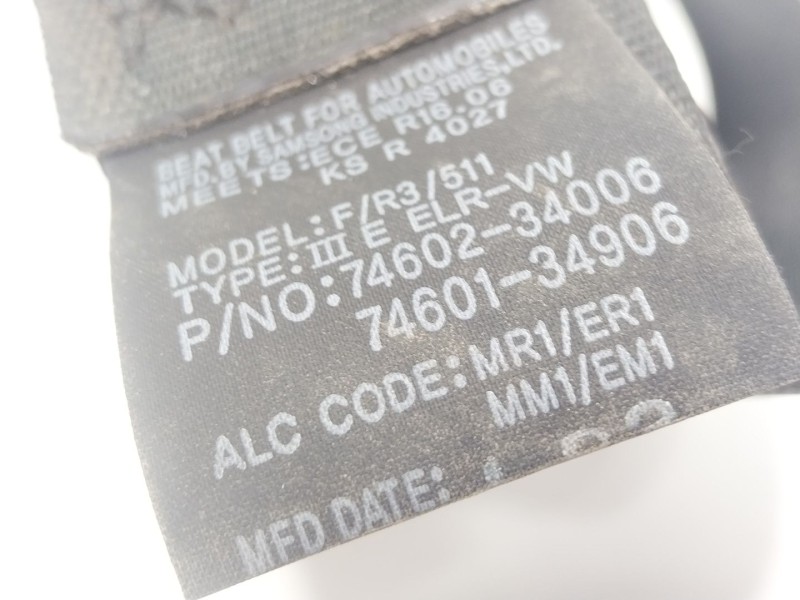 Recambio de cinturon seguridad delantero derecho para ssangyong korando (ck) 2.2 xdi referencia OEM IAM  7460234006 