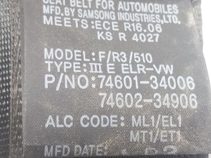 Recambio de cinturon seguridad delantero izquierdo para ssangyong korando (ck) 2.2 xdi referencia OEM IAM  7460134006 