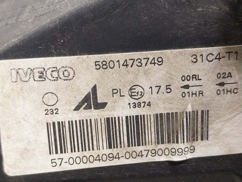 Recambio de faro derecho para iveco daily vi furgoneta 33s15, 35s15, 35c15 referencia OEM IAM  5801473749 