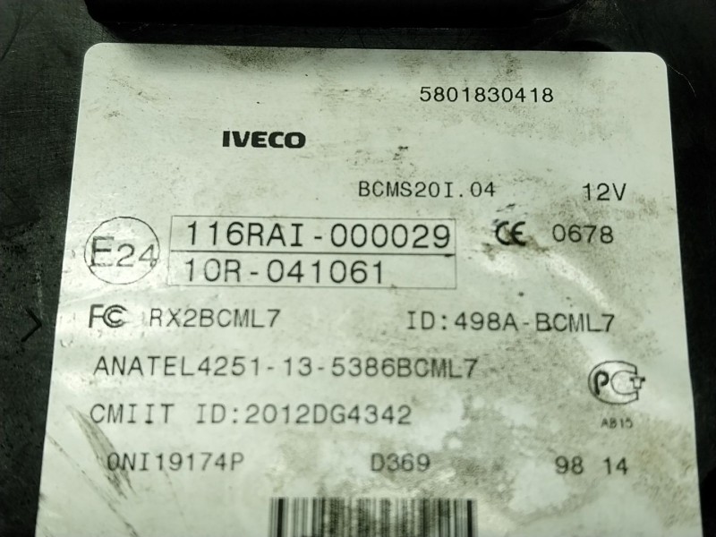 Recambio de caja reles / fusibles para iveco daily vi furgoneta 33s15, 35s15, 35c15 referencia OEM IAM  5801830418 