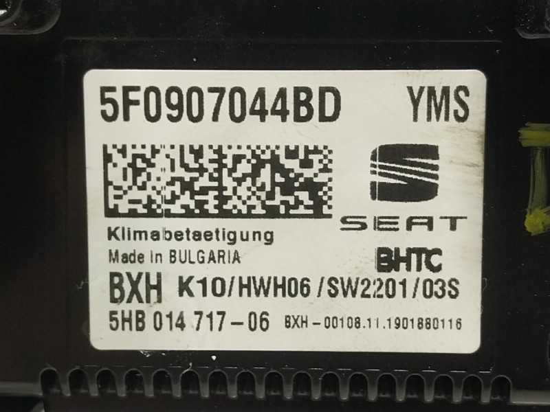 Recambio de mando climatizador para seat leon (5f1) 1.5 tsi referencia OEM IAM 5F0907044BD 5F0907044BD 